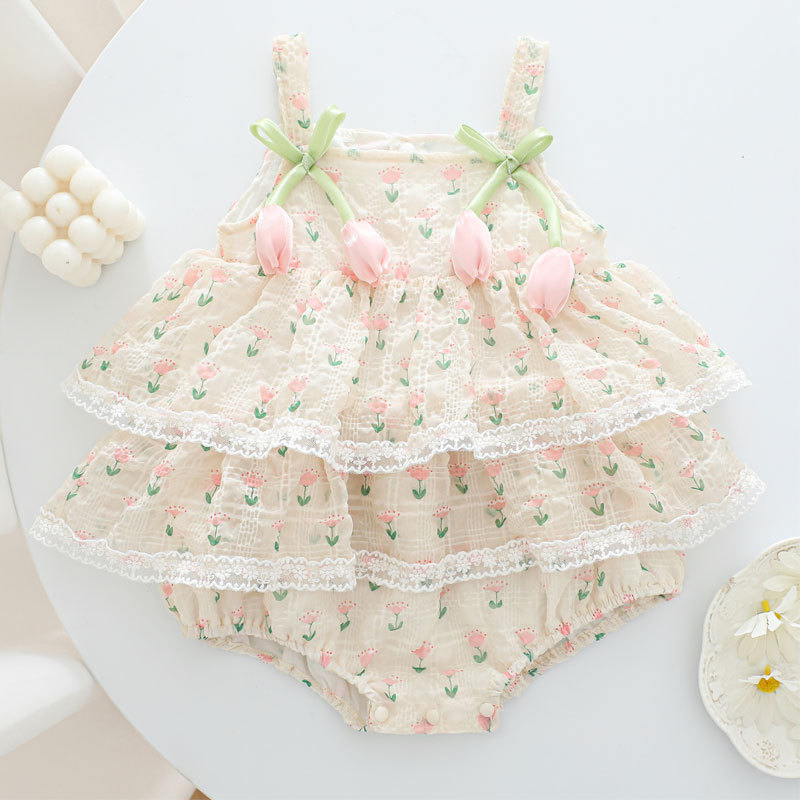 Baby Clothing Stores - Baby Girl Summer Princess Strap Bodysuit