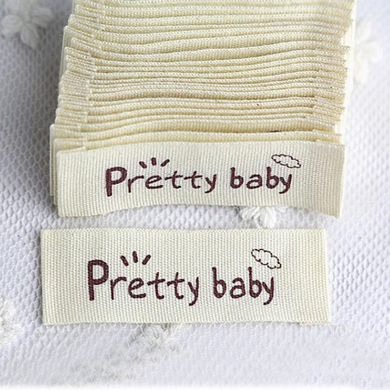 Baby Clothing Labels - Customized Design One Color Print Natural