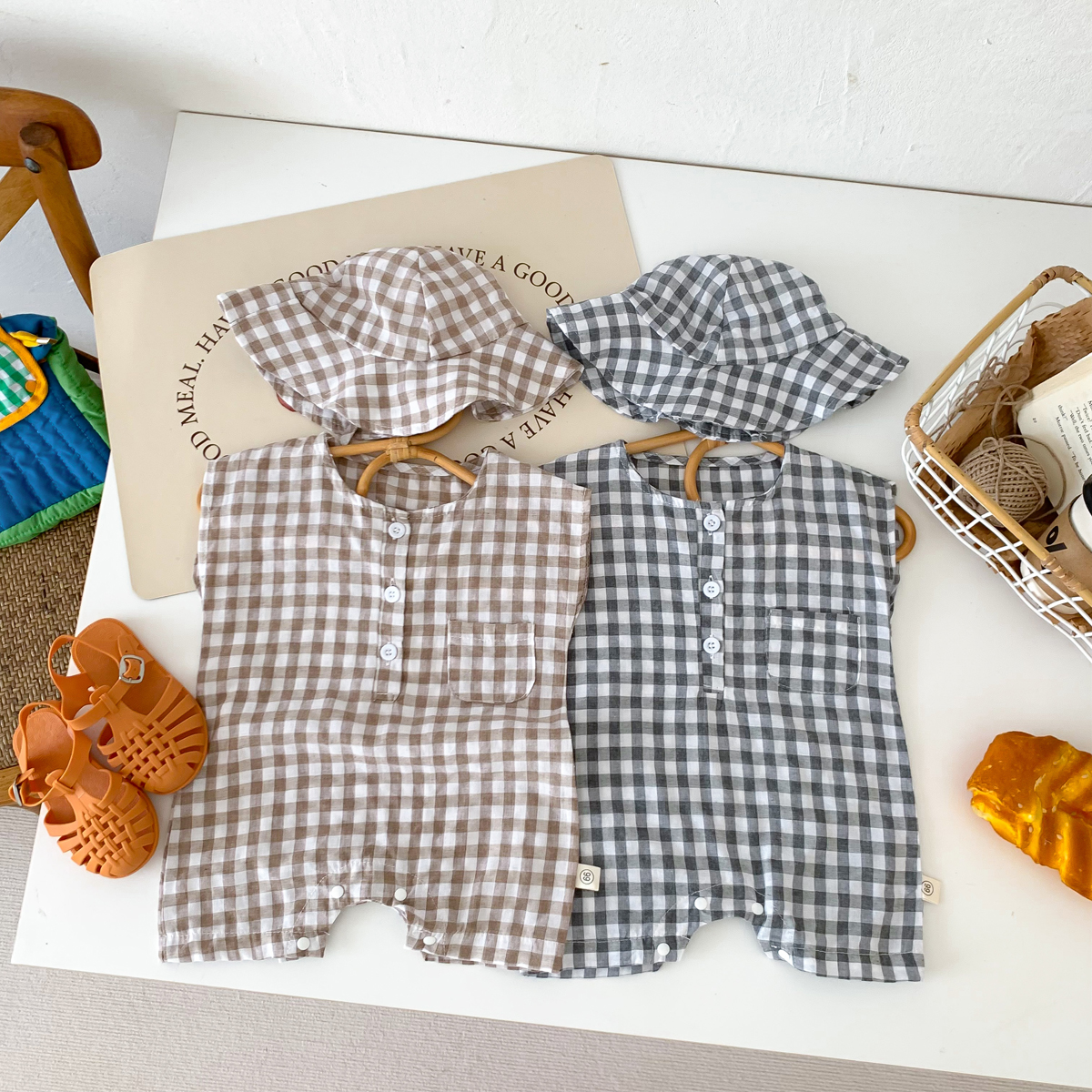 Baby Newborn Plaid Romper+Hat  – обзор и цена Baby Clothing Stores