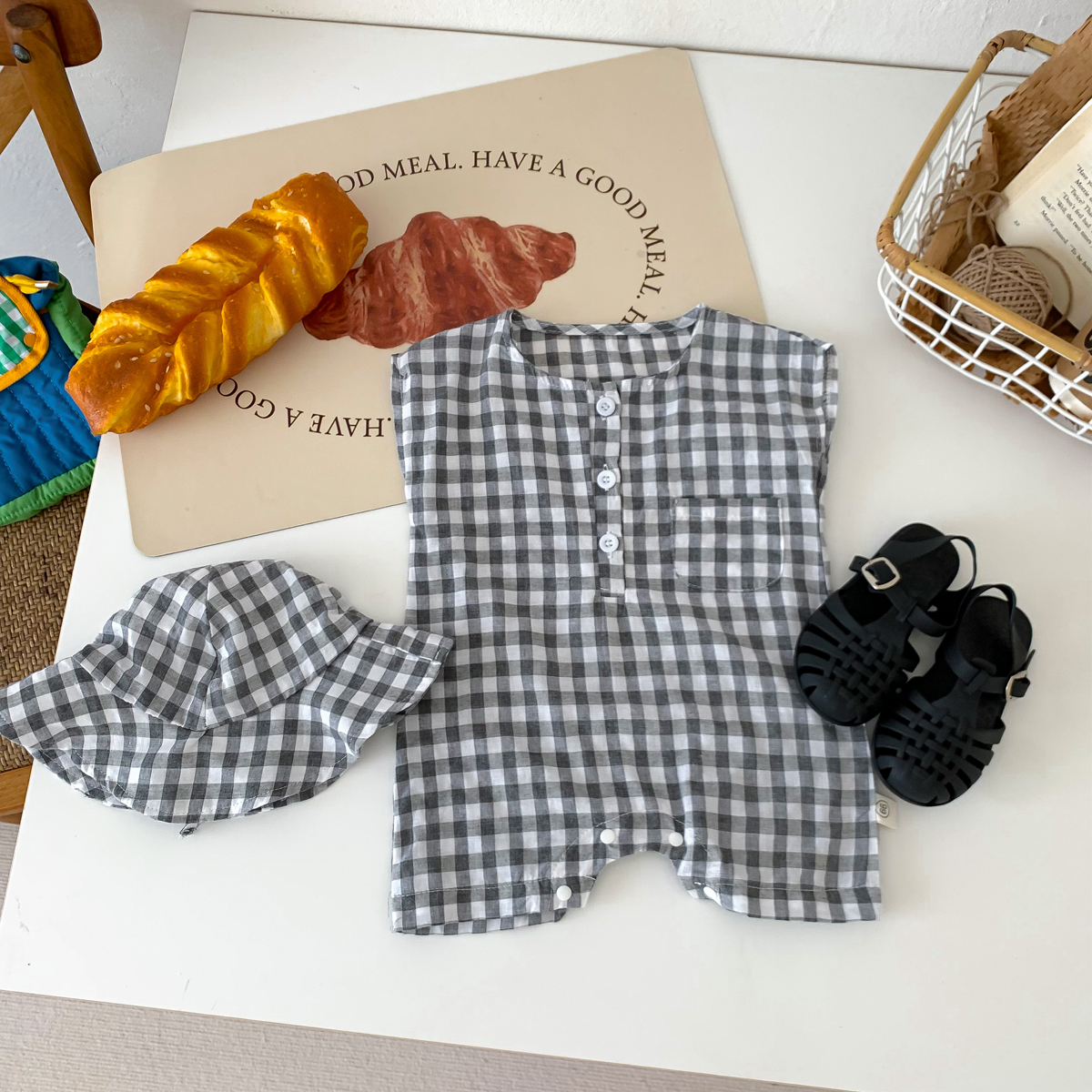 Baby Newborn Plaid Romper+Hat  – обзор и цена Baby Clothing Stores