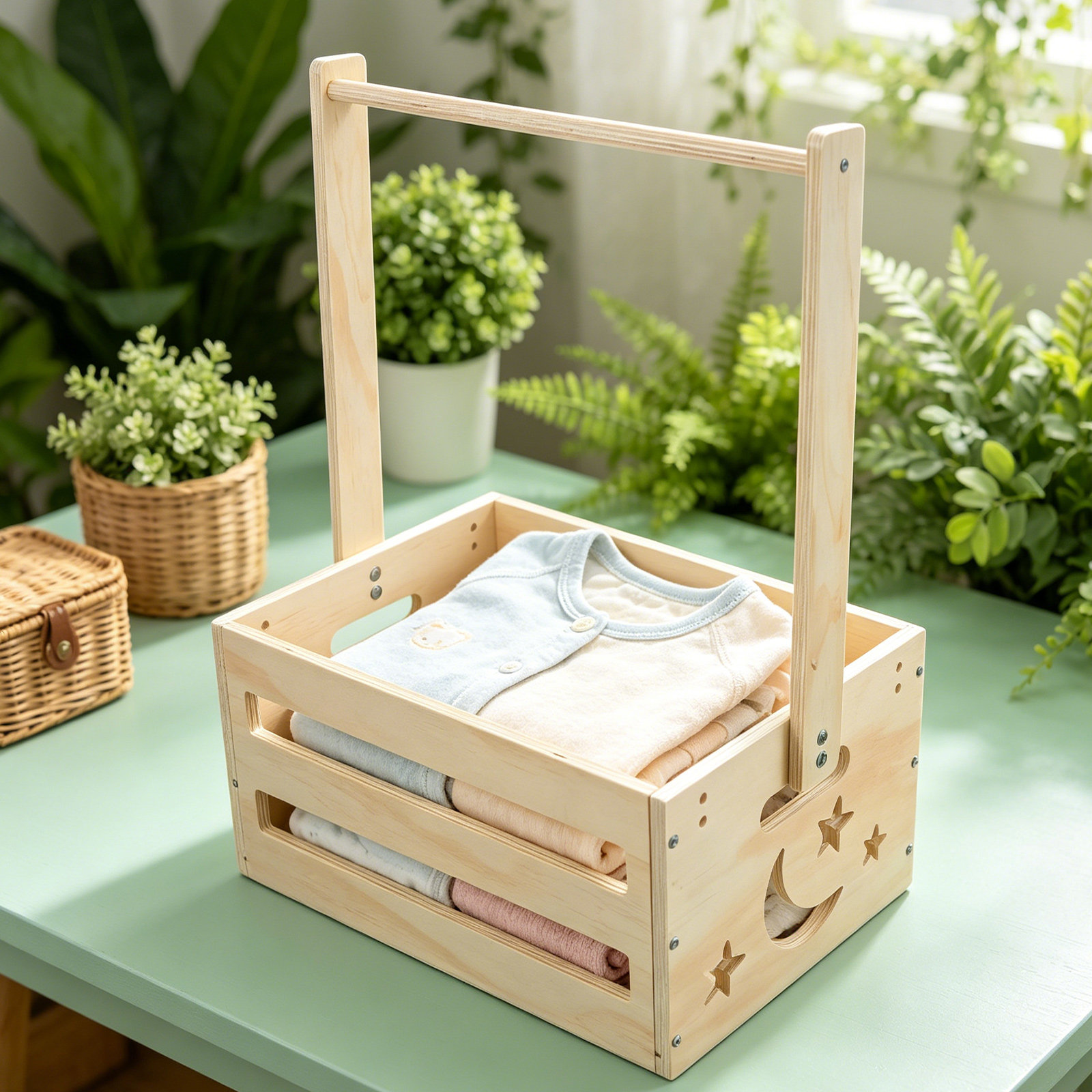 Portable Wood Laundry Hamper B – обзор и цена Baby Clothing Keepsake